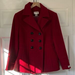 Stylish Red Double Button Women's Coat